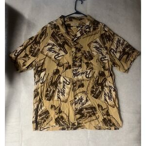 Mens Panama Jack Rum Button Up Aloha Hawaiian Shirt Extra Large XL Brown